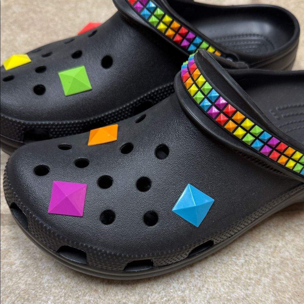 CROCS Black Mules with Colorful Studs - Picture 4 of 5